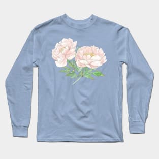 Pair of Peonies Watercolor Illustration Long Sleeve T-Shirt